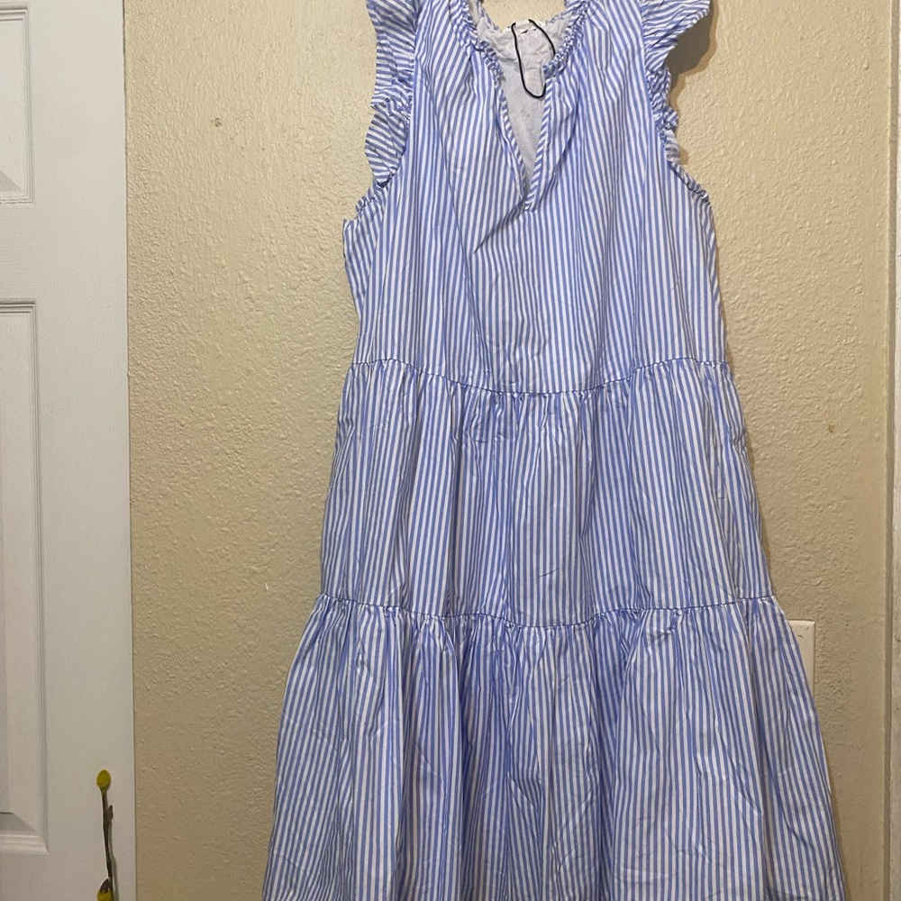 Chic Striped Blue and White Dress